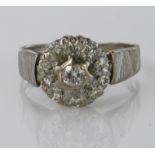 18ct White Gold Diamond cluster Ring size M weight 5.0
