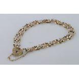 9ct Gold three bar gate Bracelet weight 4g