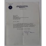 John Edgar Hoover hand signed letter on his personal FBI note paper. Dated November 24, 1941. A