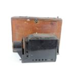 Newton & Co. lantern slide projector, contained in original wooden case