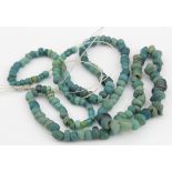 Egyptian circa 2000 BC fayence beaded necklace, 600 mm