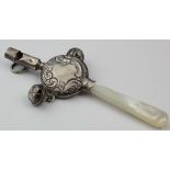 Silver babies rattle, whistle & teether, Hallmarked 'Birmingham 1895', length 95mm approx.