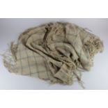 Welsh cream wool blanket, wear in places, 160cm x 165cm approx.