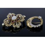 9ct Gold stone set Brooches (2) weight 8.5g