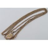 Ladies 9ct "Muff" chain with lockett attached, approx 140cm, weight 23.1g