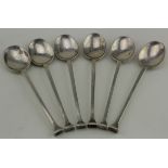 Six silver coffee/tea spoons hallmarked JT&Co. Sheffield, 1921. Weighs 2 1/4oz. Approx.