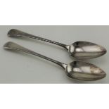 Pair of silver old English dessert spoons. Makers - Peter & William Bateman, London, 1812. Weighs