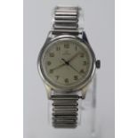 Gents stainless steel cased Omega wristwatch circa late 1940s. The cream dial with arabic
