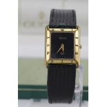 Ladies yellow metal Gucci 2000L Series wristwatch on its original strap and in its original box.