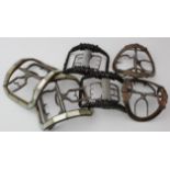 Buckles. Three pairs of base metal Georgian shoe buckles, comprising one pair of black paste &