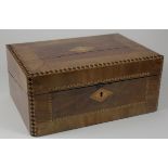 Walnut writing slope / box with inlaid decoration, circa late 19th to early 20th Century, height