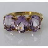 9ct Gold Amethyst set Ring size O weight 3.3g