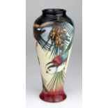 Moorcroft vase, decorated with colourful bird design, impressed makers marks to base and dated 2002,