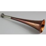 Swaine & Adeney copper & nickel hunting horn, length 24cm