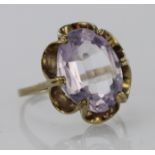 9ct Gold Amethyst Ring size R weight 4.2g