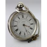 Silver cased Goliath centre seconds chronograph pocket watch, hallmarked Chester 1898. Approx 60mm