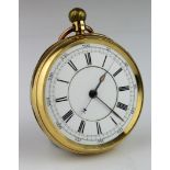 Gents 18ct cased open face chronograph pocket watch by J Richardson, Coventry, no. 78333. The