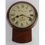 Mahogany cased fusee movement wall clock, 'J. W. Benson, Ludgate Hill, London', Roman numerals to