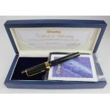 Onoto Magna 261 High Density Black Acrylic fountain pen with silver gilt hallmarked band,