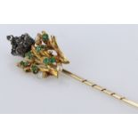 German Emperor Wilhelm II gold (tests as 14ct) and jewelled presentation stick pin with royal ‘W’