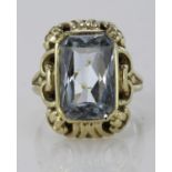 14ct Gold Large Aquamarine set Ring size J weight 6.2g