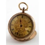 9ct. gold back & front ladies open-faced pocket watch, back marked 9k