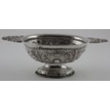 Dutch silver two handled bowl with Dutch marks for Amsterdam, possibly mid 19th century; Later fully