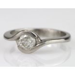 Platinum Solitaire Diamond Ring approx 0.40ct weight size L weight 5.3g