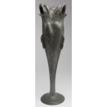 Pewter vase, depicting three fish with open mouths, base stamped 'Osiris 517', height 32cm approx.