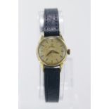 Ladies 14ct cased Omega wristwatch, circa 1956 - 1958. On a later leather strap, watch not working