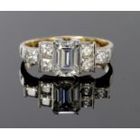 9ct white gold dress ring set with cubic zirconia, finger size M weight 3.3g