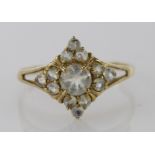 9ct Gold White Sapphire Ring size O weight 1.8g