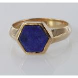 9ct Gold Lapis Lazuli Ring size V weight 5.4g