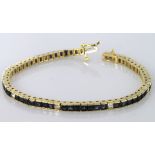 14ct Gold Sapphire and Diamond Tennis Bracelet weight 16.5g