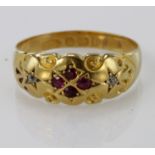 18ct Gold Ruby and Diamond set Ring size P weight 2.8g