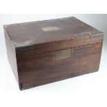 Large oak & rosewood box, with brass mounts, drawer to side, box in need of some restoration, height