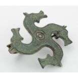 Roman circa 200 AD bronze four headed horse brooch, 40mm