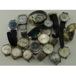 Assortment of nineteen (19) gents wristwatches with none having quartz movements, includes Seiko