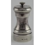 Silver Pepper grinder, hallmarked Birmingham 1960 by William Suckling Ltd . Height approx 9.5cm