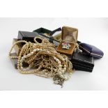 Box of mixed Silver, costume jewellery, necklaces etc.