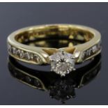 18ct Gold Diamond Ring Centre stone approx 0.50 ct with Diamond shoulders approx 1.0ct total