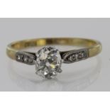 18ct Gold Solitaire Diamond Ring approx 0.75ct weight size N weight 2.9g