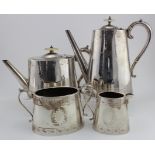 Victorian silver four piece tea/coffee set. Hallmarked London 1887. Total weight approx 65¼ oz