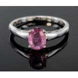 14ct Gold Ring set with Pink Sapphire size L weight 2.2g