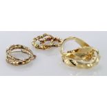 Three pairs of ladies 9ct earrings, totla weight 3.6g