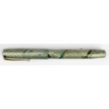 Swan Mabie Todd Pearl Green Snakeskin fountain pen, a couple of ink blotches to case, otherwise