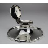 Silver inkwell, hallmarked Birmingahm 1918 by A & J Zimmerman Ltd, missing liner and with a few