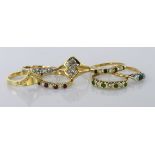 Lot of 18ct Gold stone set Rings weight 17.3g