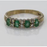 9ct Gold Emerald and Diamond Ring size Q weight 2.6g