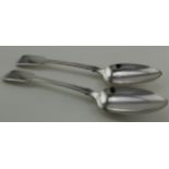 Pair of silver Fiddle pattern tablespoons hallmarked WC (William Chawner) London 1834. Weighs 4 3/